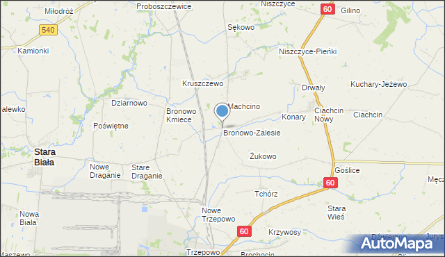 mapa Bronowo-Zalesie, Bronowo-Zalesie na mapie Targeo